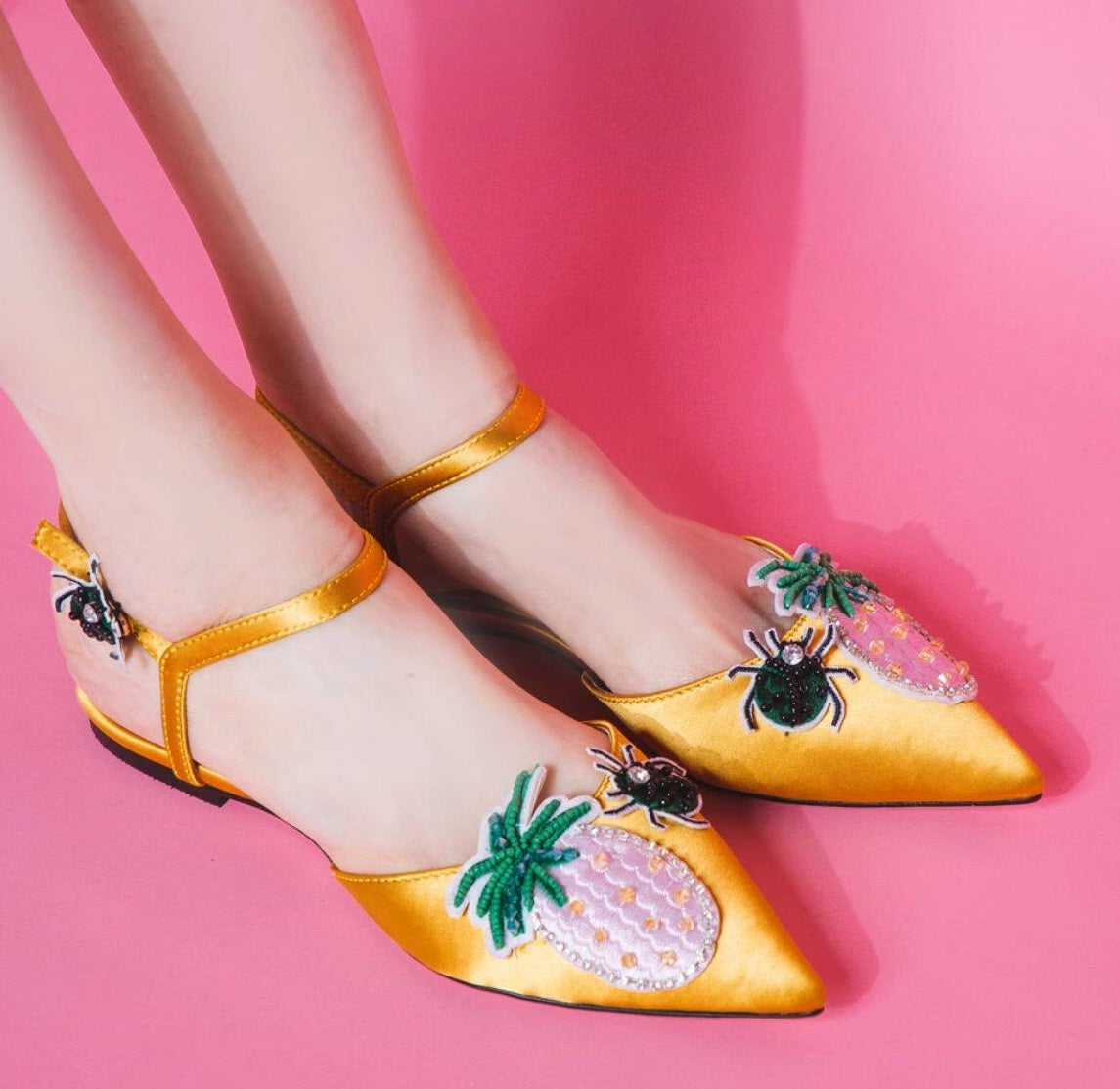 B-FEI pineapple summer pointed-toe flat sandals-RUTH.