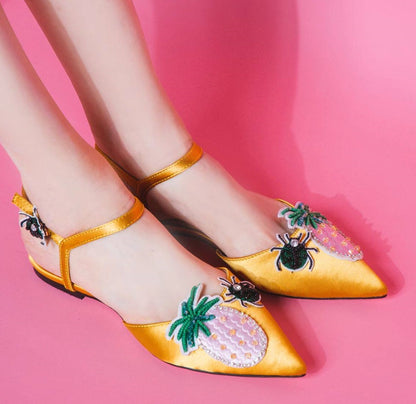 B-FEI pineapple summer pointed-toe flat sandals-RUTH.