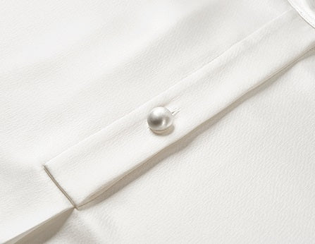 COMME MOI Lu Yan Designer New Women's Half Placket Strip Top Satin Shirt - SAINTS .