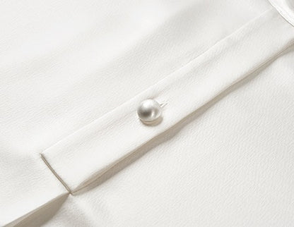 COMME MOI Lu Yan Designer New Women's Half Placket Strip Top Satin Shirt - SAINTS .