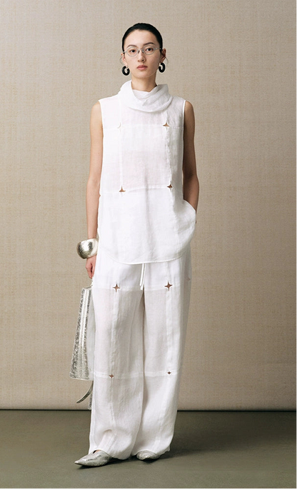 ZHUCHONGYUN  loose light casual wide-leg pants and turtle neck top-KAMADO.