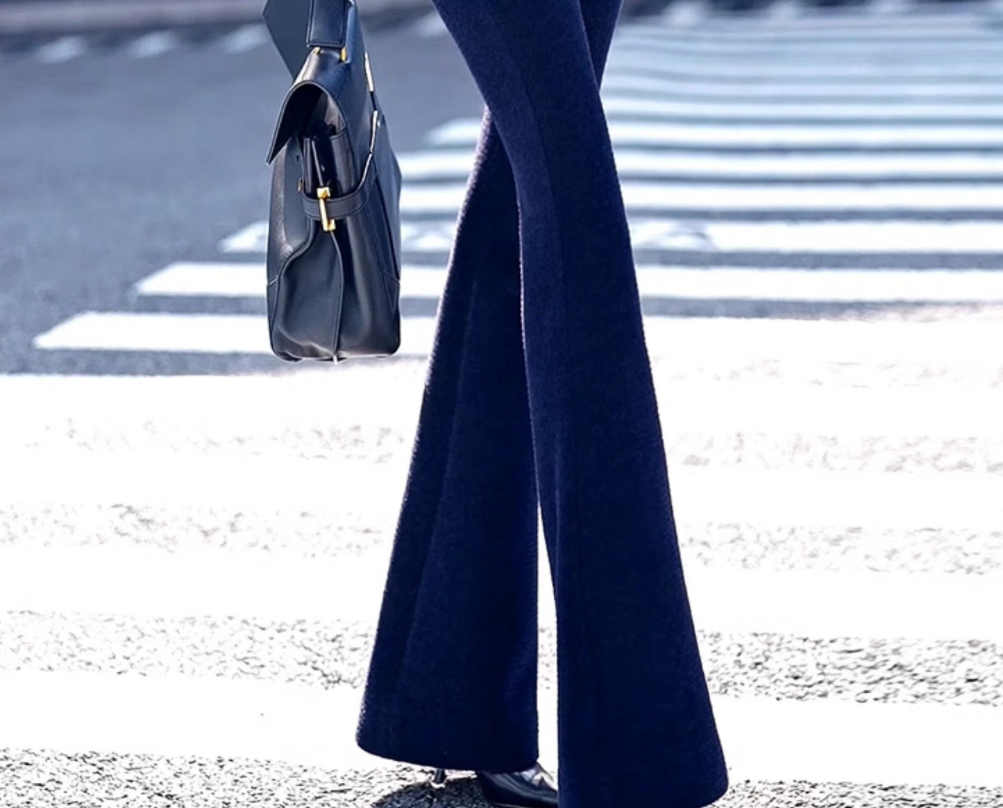 VJE woolen multi-wearing collar jacket slightly flared pants two-piece set-MELO.