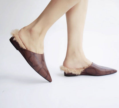 B-FEI pointed toe fur shoes-MARU.