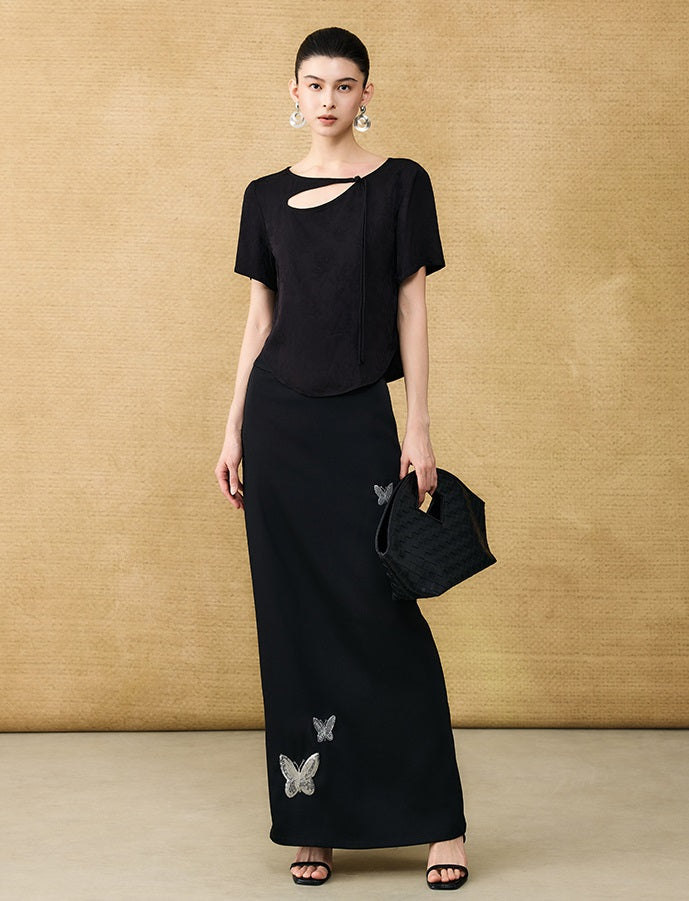 HECO Chinese style hollow fringe disc buckle short top - MASTER.