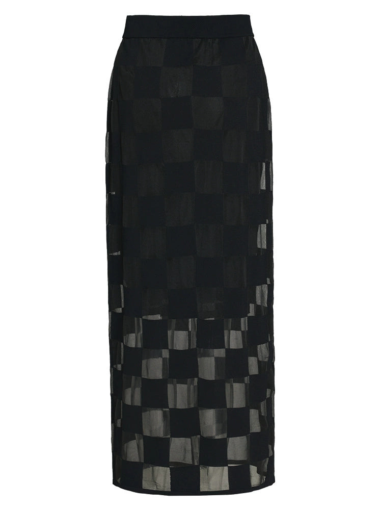 ZHUCHONGYUN summer new black spliced straight skirt--NAMIKAJE.