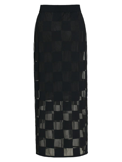 ZHUCHONGYUN summer new black spliced straight skirt--NAMIKAJE.