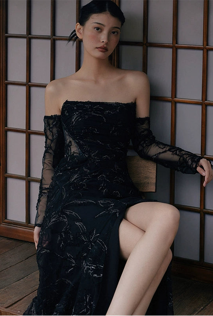 GOUDIN floral long bridal evening dress-NINA.
