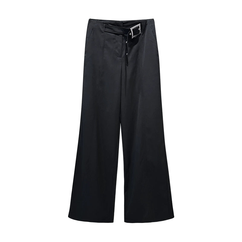 ANNAKIKI Niche Designer Japanese Button Interspersed Belt Wide-leg Pants-NEFA