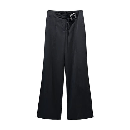 ANNAKIKI Niche Designer Japanese Button Interspersed Belt Wide-leg Pants-NEFA