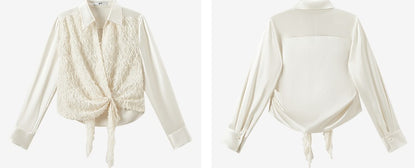 COMME MOI summer women's short texture stitched satin shirt - VIOLET.