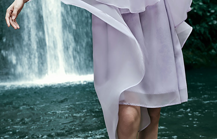 HECO [Feng Wu Clear Sleeves] New Chinese Standing Collar Buckle Flowing Dress- CLOAK.