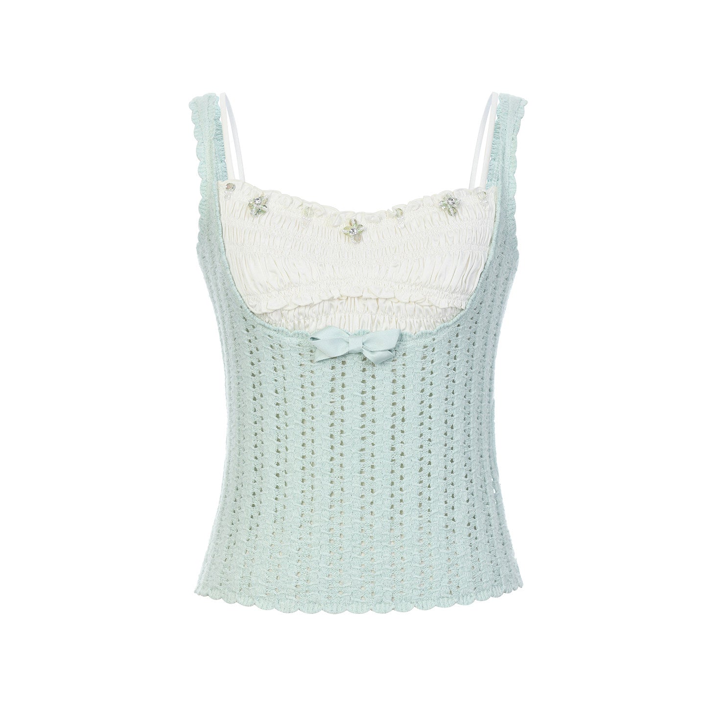 FAME two-piece rococo satin knitted suspender top - GABRIEL