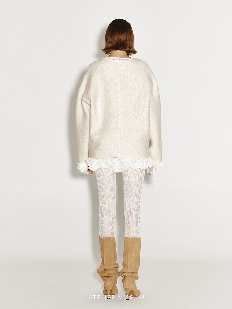 ATELIER MISS LU Fall/Winter Sheep Wool Texture Slightly Sheer Leggings - NARCISSA