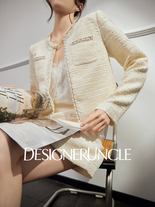 DGU "Twilight" beige small fragrance fashion suit temperament two-piece set - Erica.