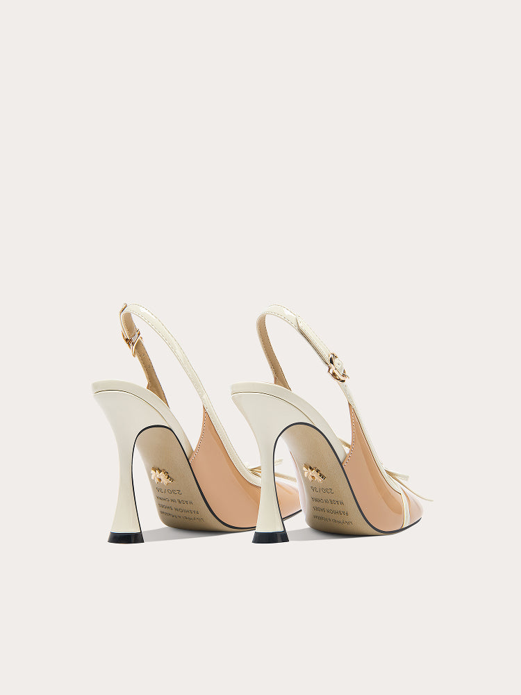 Lily Wei Nude Bow Toe Sandals Women's Glass Heels Small 313233-VIRGINIA