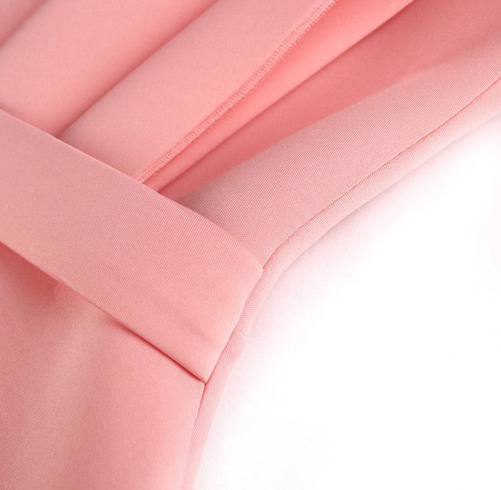 DOLLY Elegant Off Shoulder Pleated Ruffle Tube Top High Wait Midi Dress-LLA