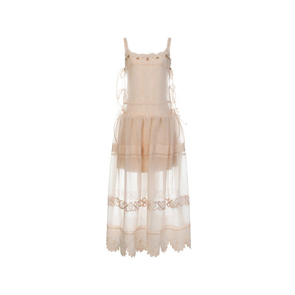 FAME drapery nail bead organza slip French maxi dress - ELIJAH