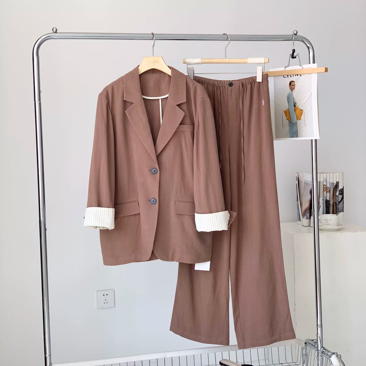 PIAOIN Premium Casual Linen Blazer Women's Versatile Straight Wide-leg Pants ALEXANDRA