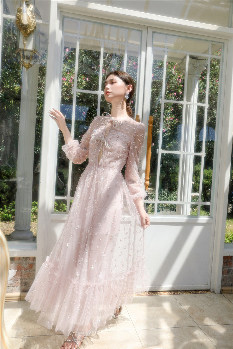 pink bow dress long sleeve Bow Neckline Long Sleeve Midi Dress Pink Roland Mouret