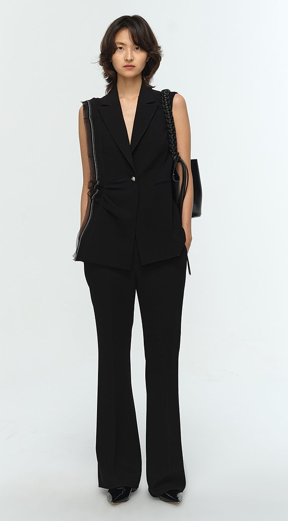 COMME MOI Lu Yan designer's new women's acetate lapel sleeveless slim suit - BROKEN.