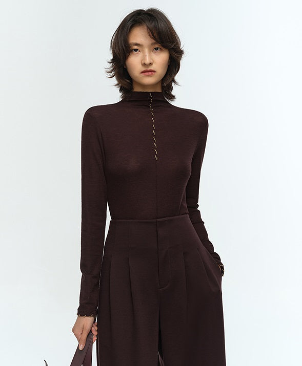 COMME MOI Lu Yan designer's new studded bead long-sleeved wool knitted sweater- REX.