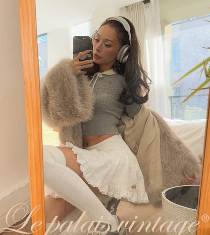 Le Palais Vintage white low-rise skirt-TEE.