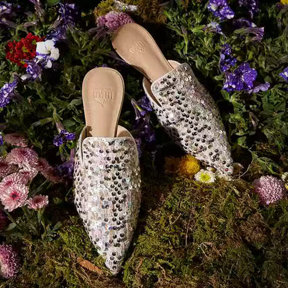 B-FEI sheepskin flat heel pointed toe slippers-HAUN.