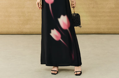 HECO Chinese high-end acetic acid skirt summer tulip print drape - ESSENCE.