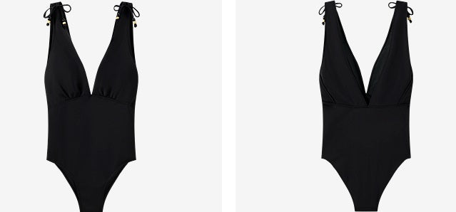 COMME MOI Lv Yan designer's women's summer lace-up sexy V-neck one-piece swimsuit - EMORY.