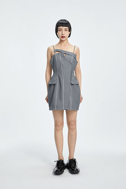 TINY IN curved waist irregular slip short Dress-JOJO