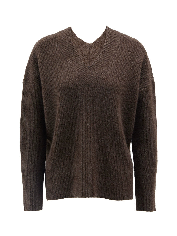 ZHUCHONGYUN V-neck sweater yak velvet knitted top--ERINA.