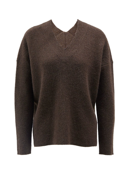 ZHUCHONGYUN V-neck sweater yak velvet knitted top--ERINA.