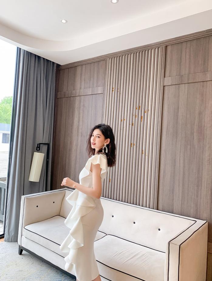 DOLLY Luxury V-Neck Short Sleeve High waist Slim Fit Irregular Hem Date Dress-LISA