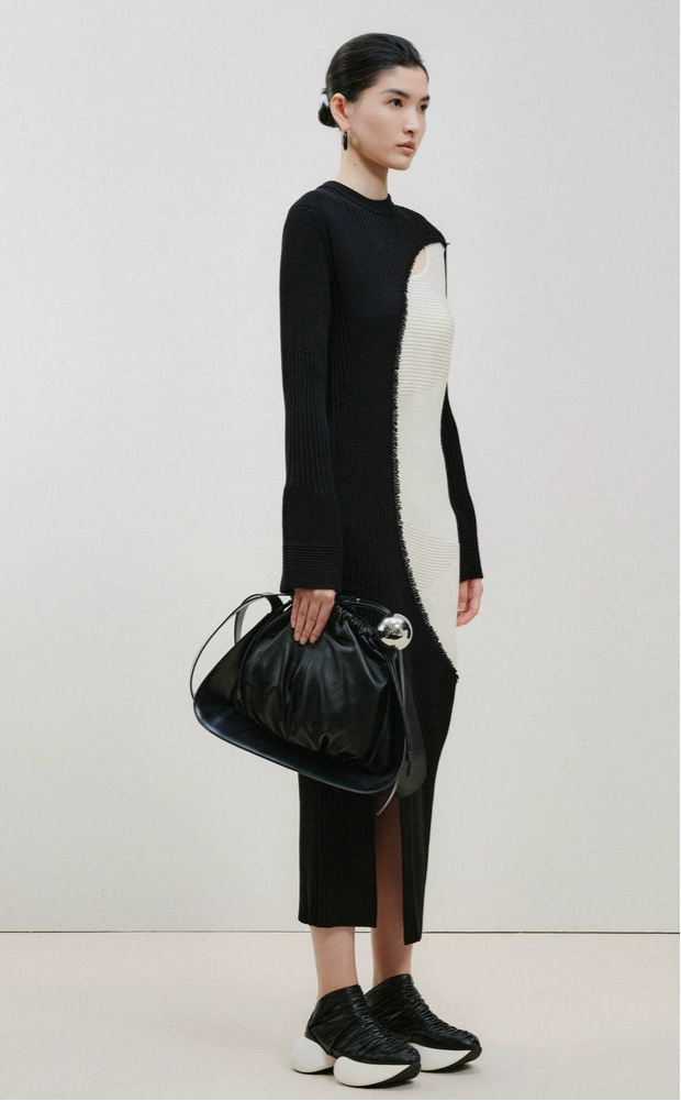 ZHUCHONGYUN Color Blocking Design Long Skirt Knitted Dress-STAN.