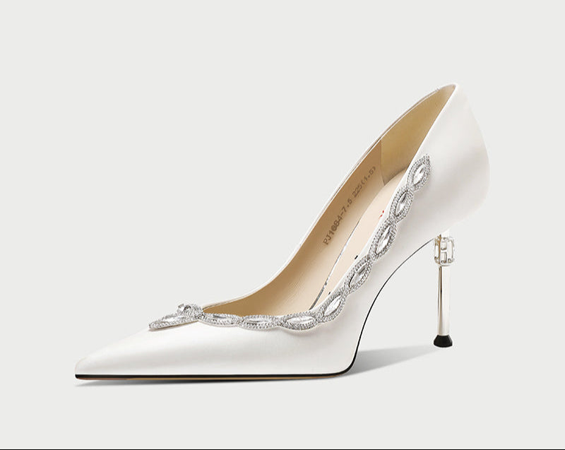pjjuu French white stiletto  wedding shoes - GANG