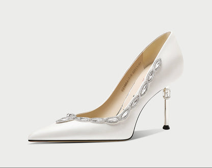 pjjuu French white stiletto  wedding shoes - GANG
