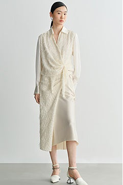 COMME MOI Lv Yan designer summer new women's satin panel asymmetrical straight skirt - MESSIAH.