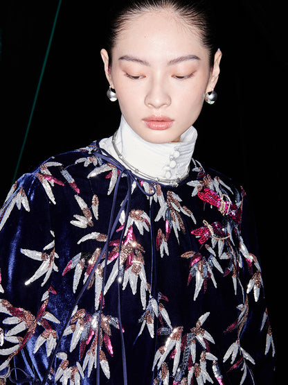 M essential Mackay designer 3Ddragonfly printed velvet loose to shirt - elvin