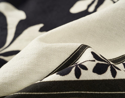 COMME MOI Lv Yan designer summer  black and white printed tassel straight-leg pants - KAIN.