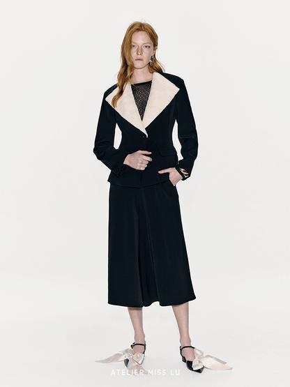 ATELIER MISS LU Spring/Summer Textured Soft Tulle Waist Blazer - DOMINION