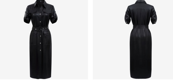 COMME MOI Lu Yan designer women's hunting straight side slit maxi skirt dress - LAYLA.