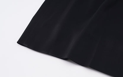 ZHUCHONGYUN Black Fashion Simple Pleated Design Loose Adjustable Short Pants-MITSUKI.