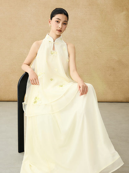 HECO Chinese Pearl Edge Embroidered Sleeveless Tulle Vest - IDEM.