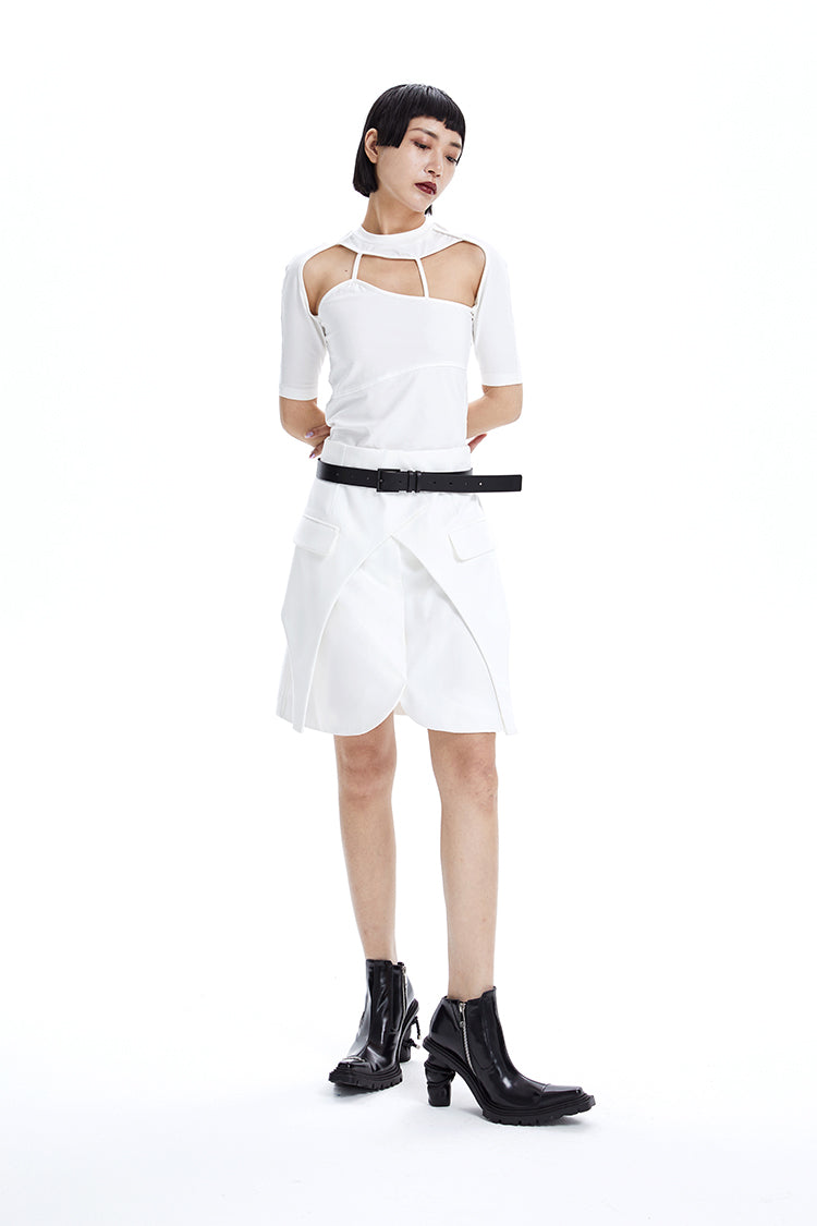 TINY IN irregular cut-out slim short sleeve women's top -SIXY
