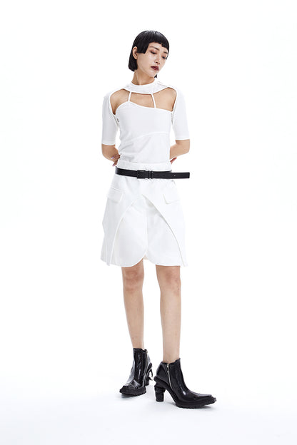 TINY IN irregular cut-out slim short sleeve women's top -SIXY