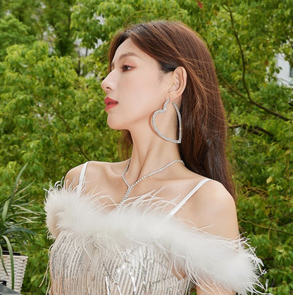 DOLLY Luxury Big Heart Full Diamond American Style Chic Earrings-LUNA