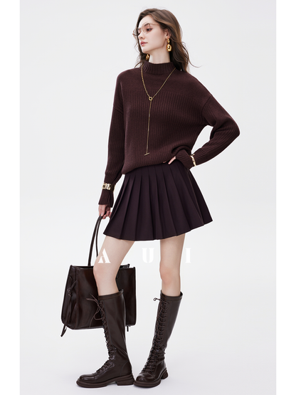 AUI Black Collegiate Age-Reducing Pleated Versatile A-Line Slim Suit Short Skirt - Doh