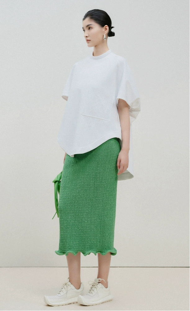 ZHUCHONGYUN spring turquoise fashion commuter wave skirt-ASADA.