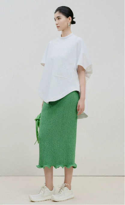 ZHUCHONGYUN spring turquoise fashion commuter wave skirt-ASADA.