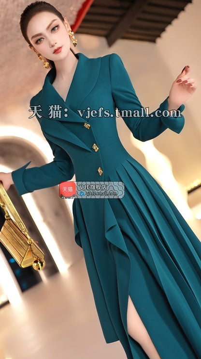 VJE double-collar long sleeved  trench coat maxi dress - JUN.
